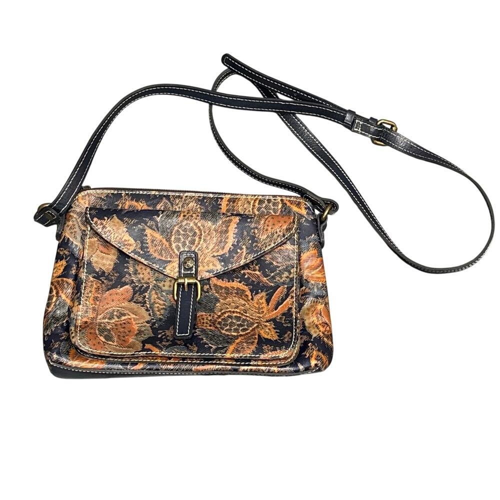 Patricia Nash Avellino Leather Crossbody Bag in Vintage Needlepoint